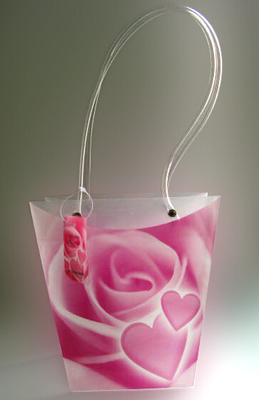 習慣によって印刷されるギフトのみずみずしい花のプラスチックは袋、花の買物袋を運びます